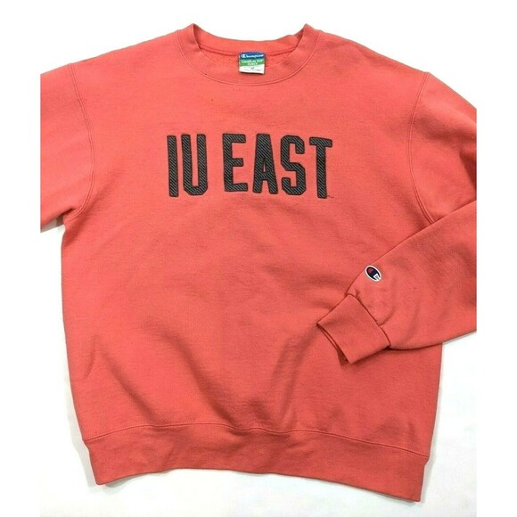 Y2K Champion IU East Crewneck Sweatshirt Pullover Salmon Unisex Medium - Picture 1 of 4